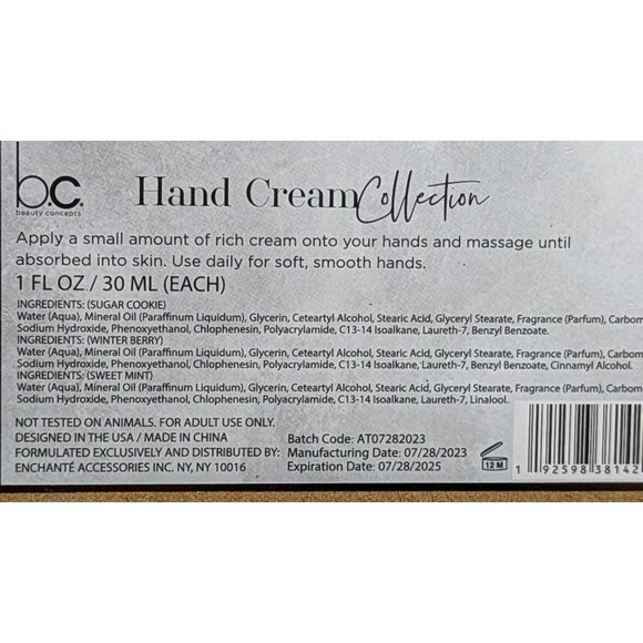 Beauty Concepts Hand Cream Gift Set Sugar Cookie Winter Berry & Sweet Mint 3 Pk - Picture 4 of 5
